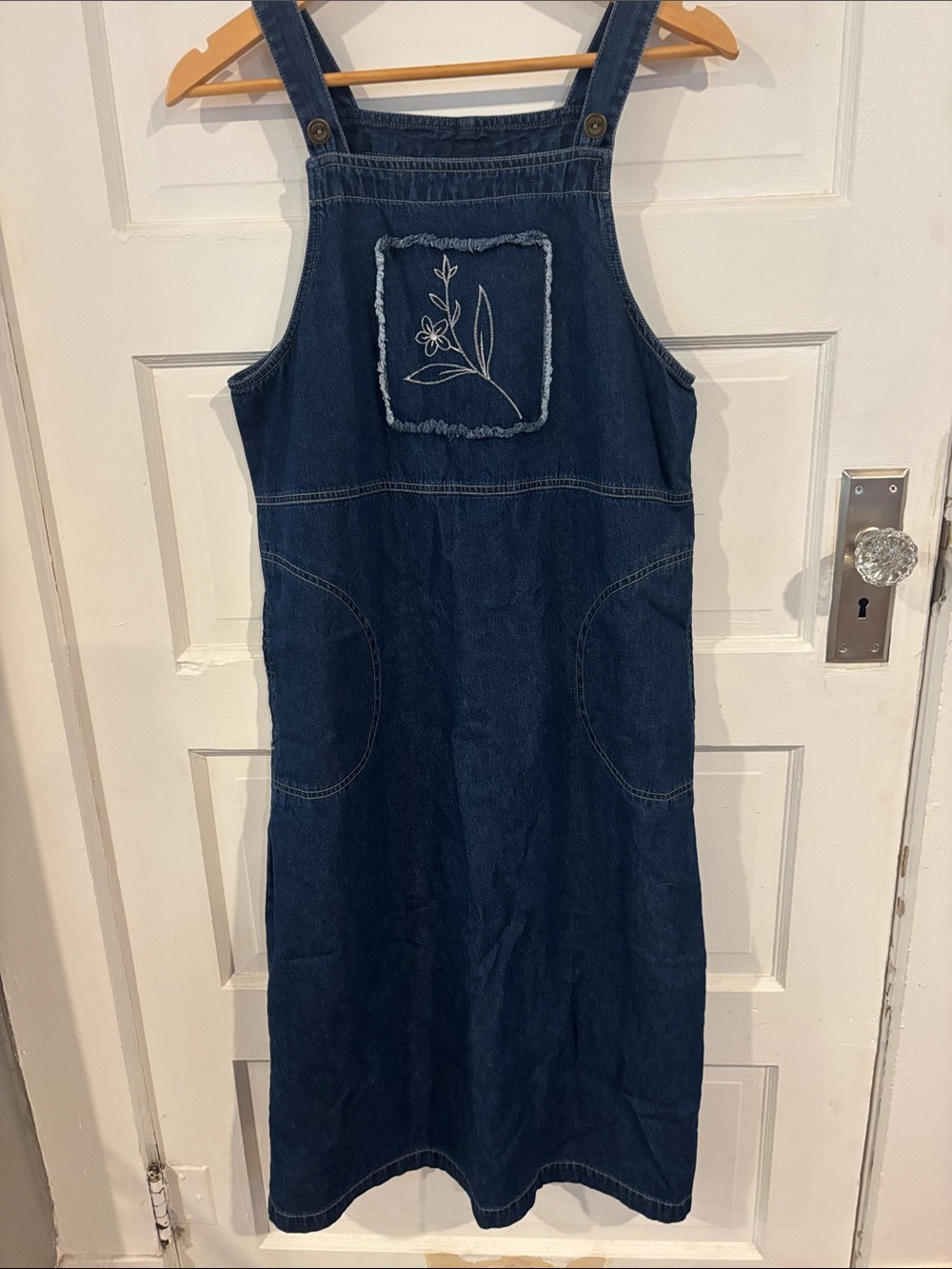 Vintage Original TYWear Denim Overall Dress with Embroidered Front Pocket